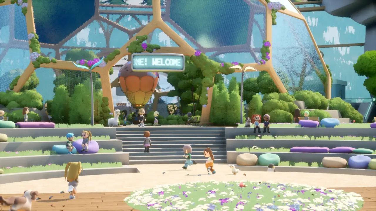 Players gathered in the Loftia City Dome plaza